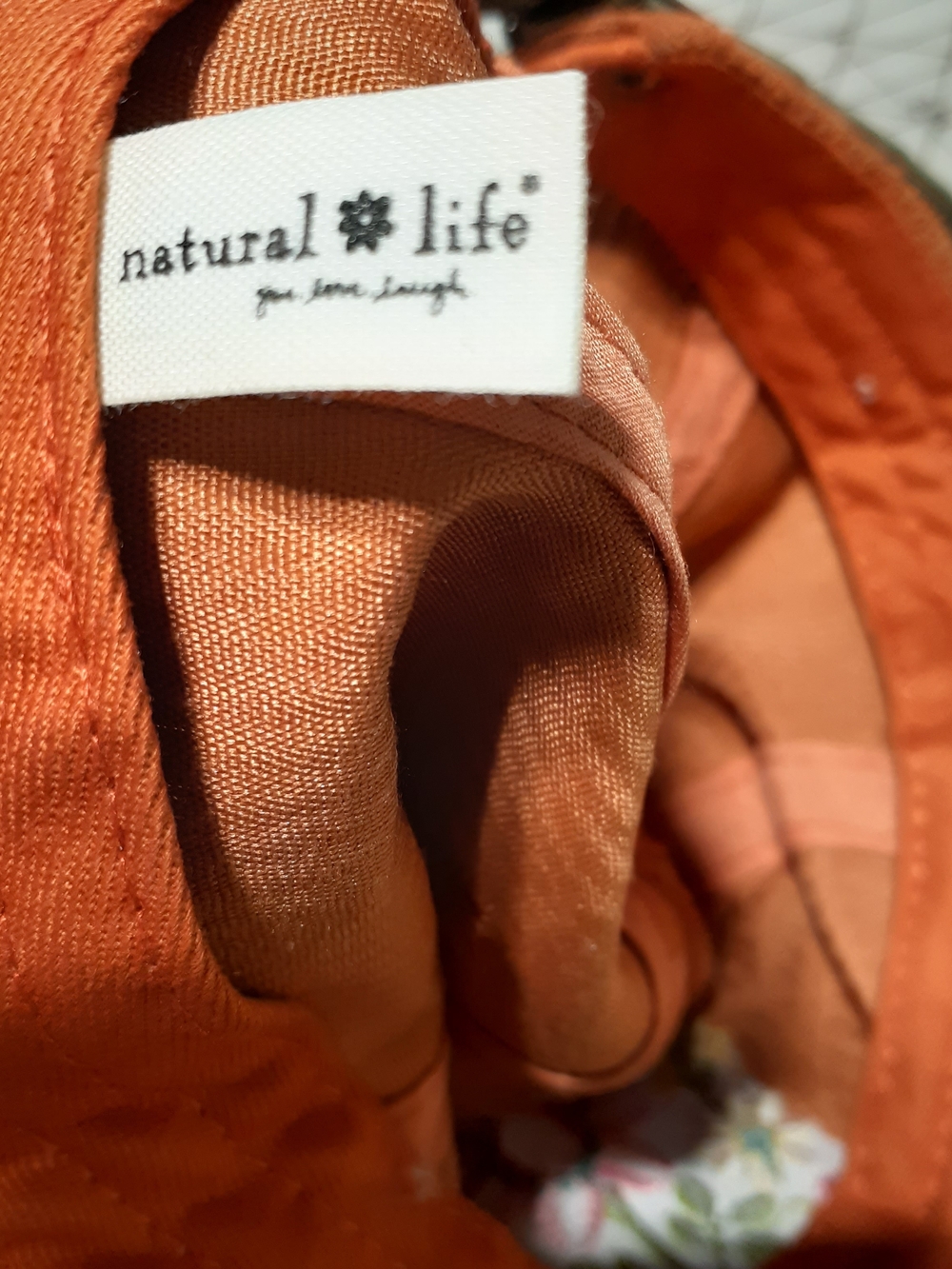 NATURAL LIFE Rust Orange Corduroy-Look Cap with Floral Lining - Picture 4 of 4